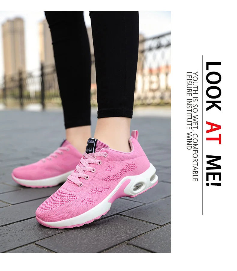Women Mesh Breathable Casual Sneakers Lace-up Vulcanized Shoes Ladies Platform Sneakers Female Shoes Plus Size Zapatos De Mujer