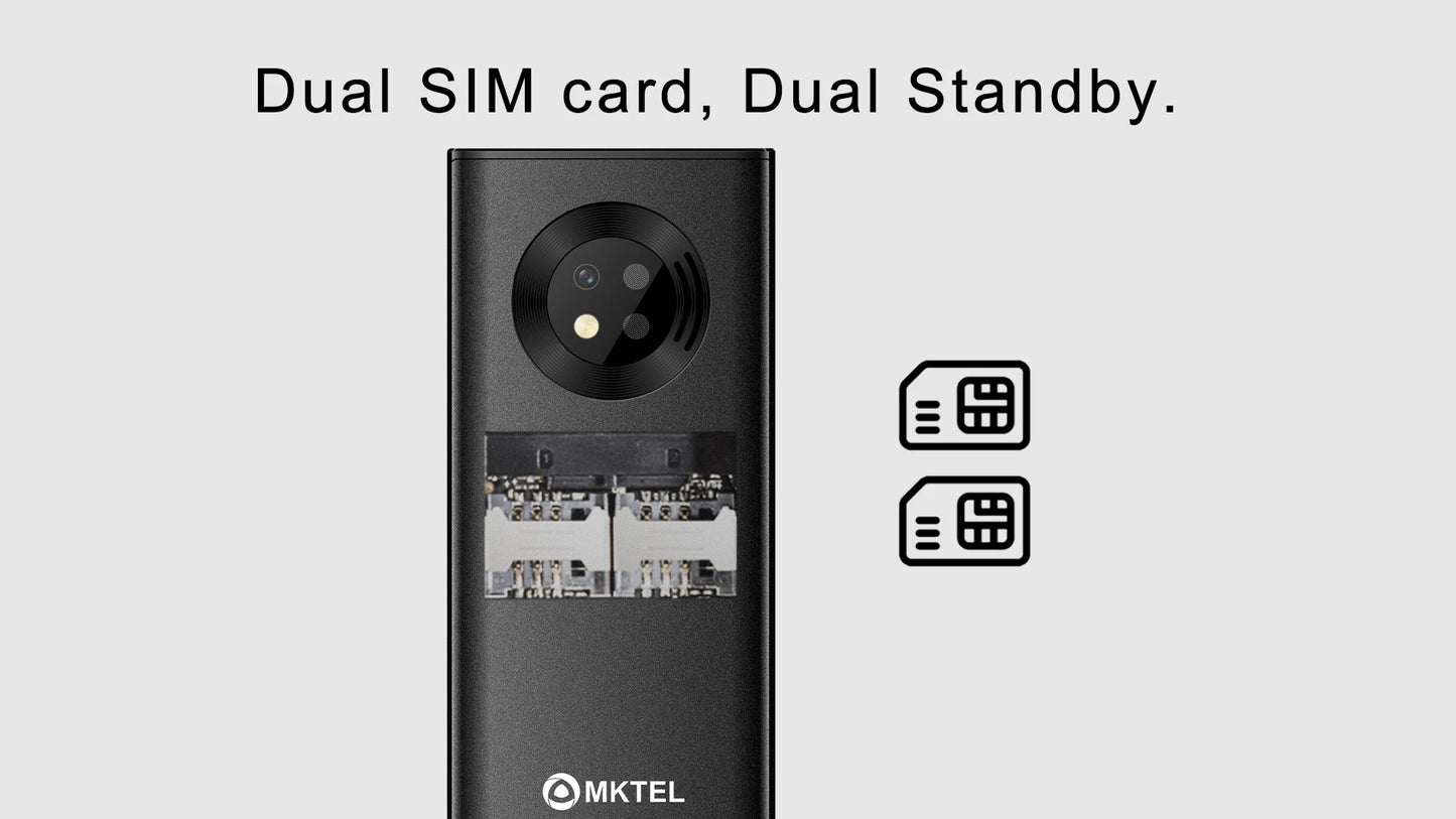 MKTEL EXO Feature Phone Senior Mobile Phone Dual SIM Dual Standby 1.77" Display GSM MP3 MP4 FM Radio Strong Torch Loud Speaker