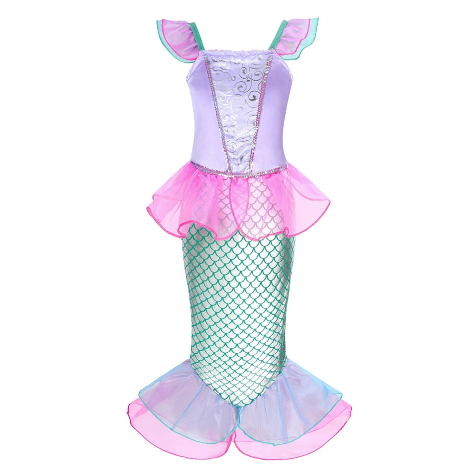 Halloween Birthday Dress Cinderella Snow White Aurora Rapunzel Princess Costume for Girls Kids 2-8Y