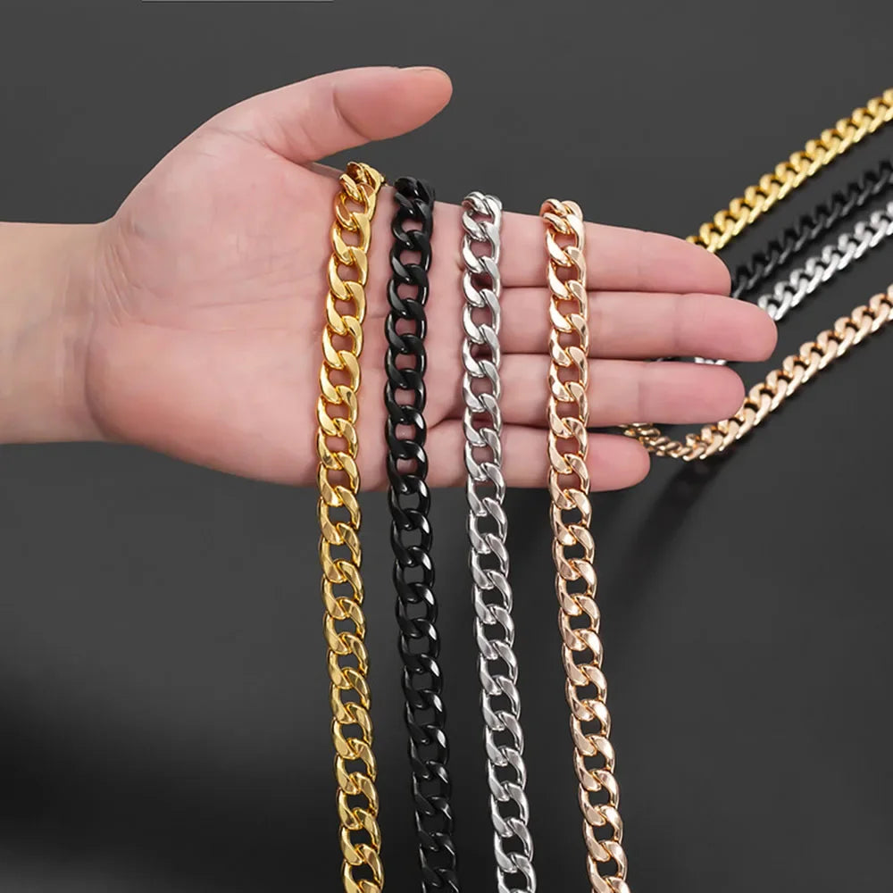 Stainless Steel Gold Chain Dog Leash Metal Chew Proof Heavy Duty Dog Leash Chain with Leather Padded Handle for Large Medium Dog