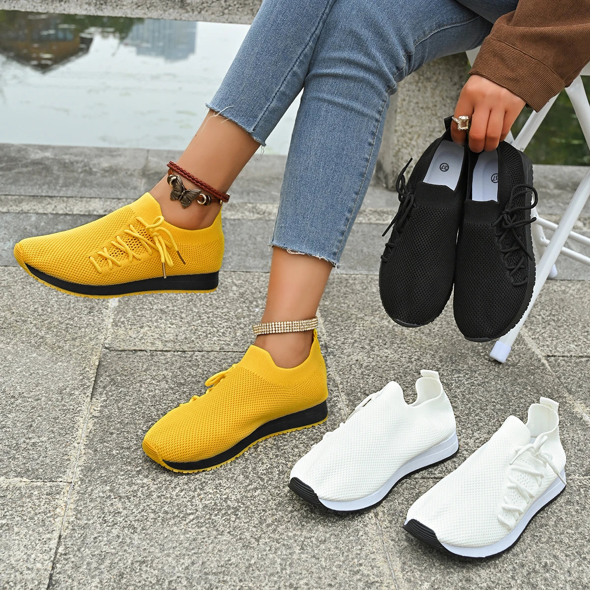 Women Casual Shoes Fashion Breathable Walking Mesh Flat Shoes Woman White Sneakers Women 2024 Tenis Feminino Female Shoes