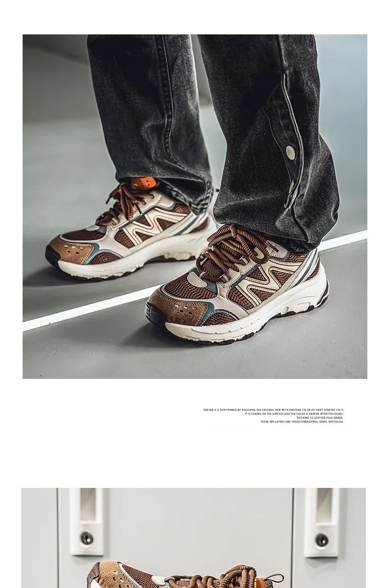 Breathable Outdoor Men's Sport Shoes Summer Trend Dad Sneakers Student Casual Rubber Sole EVA Insole Cotton Lined Net Mesh