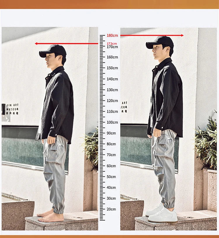 Men's Invisible Height Increasing Elevator Shoes Lace-up Sporty White Sneakers 8/10cm Taller Size Plus Invisible Elevate Shoes