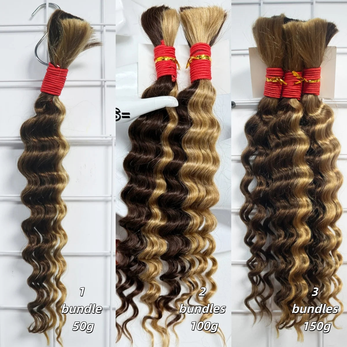 4/27# 99J# Colored Human Hair Boho Braiding Hair 50g/bundle Deep Wave Brazilian Human Braiding Hair for Black Women