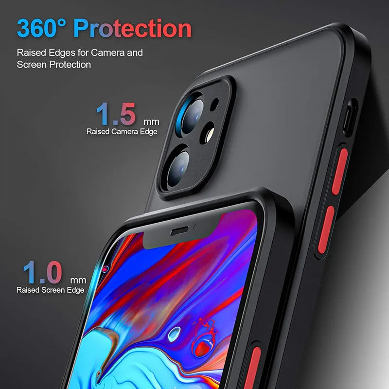 Shockproof Armor Translucent Phone Cases for iPhone 17 Air 17E 16 16E 15 14 13 12 11 Mini Pro Max 6 7 8 Plus X XS XS Max Covers