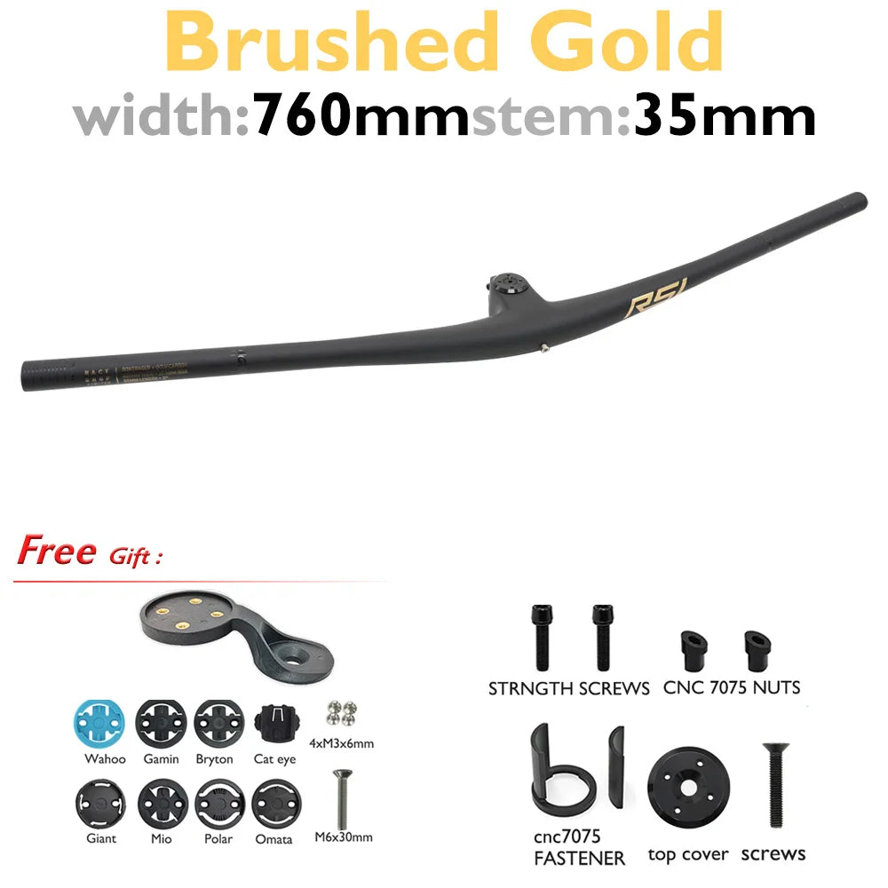 MTB Carbon Handlebar For RSL,Stem Rise 0°, Stem Length 35/45/55, Clamping 28.6mm Rise 27.5mm Width 760mm Mountain Bike Part