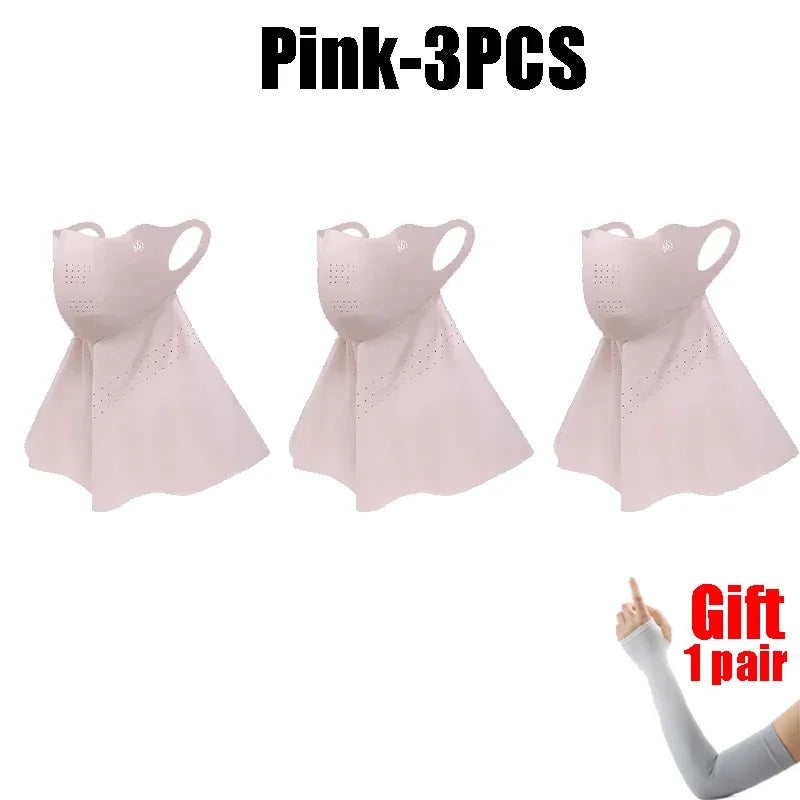 UPF50+ Ice Silk Sunscreen Mask Summer Riding Neck Guard One-piece Mask for Driving Fishing And Mountaineering Sun Protection