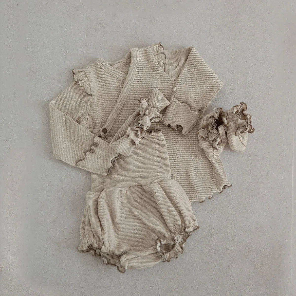 6738 Baby Clothing Set 2025 Autumn New Baby Girl's Home Suit Flying Sleeve Top+High Waist Belly Shorts Pajamas Set