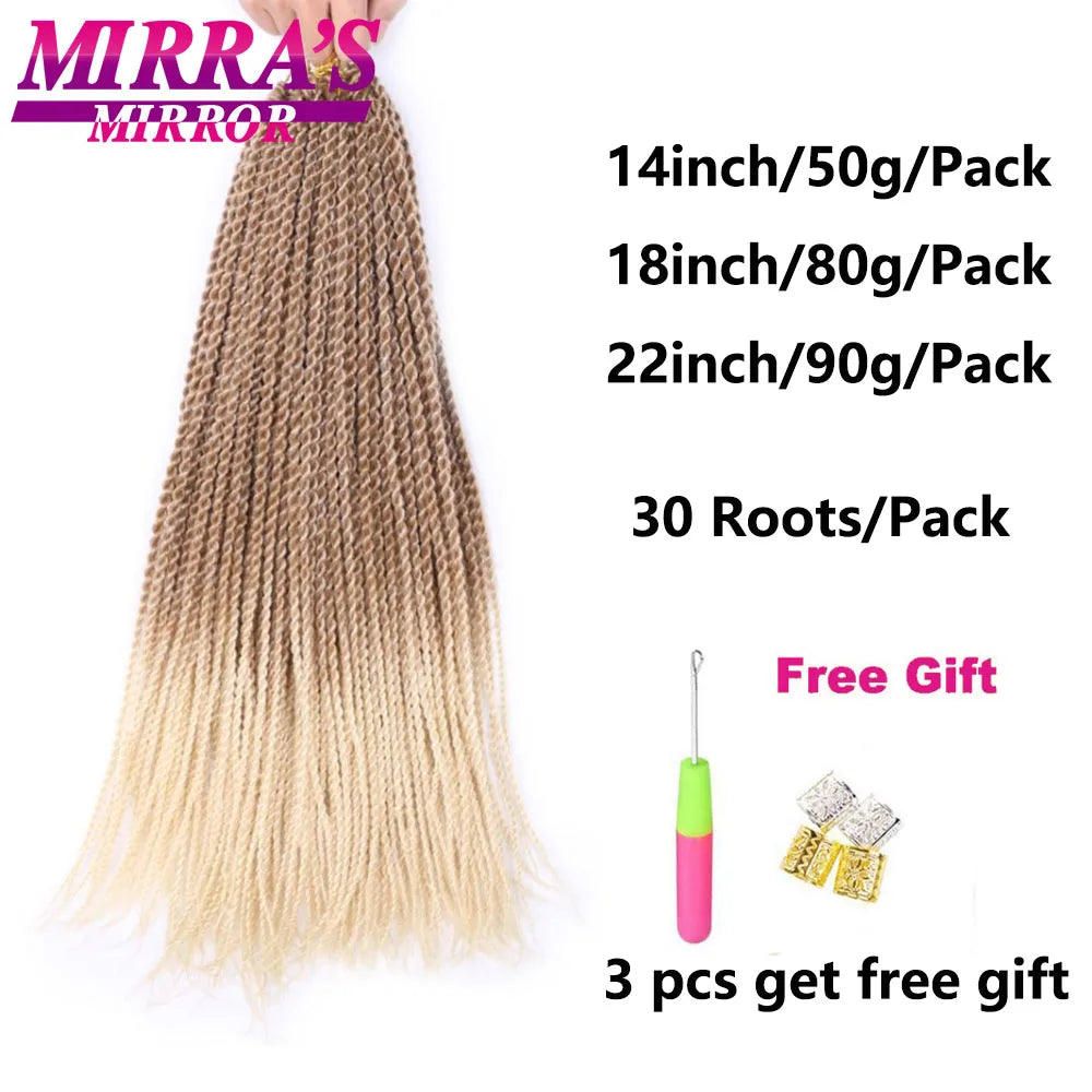 Senegalese Twist Crochet Hair 14/18/22 Inch Synthetic Mini Senegalese Crochet Braids for Black Women 30 Roots/Pack Braiding Hair