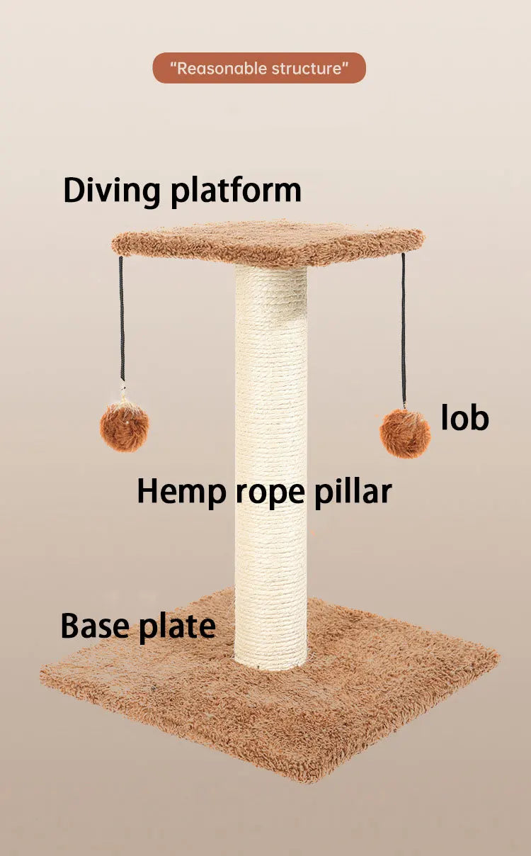 Agave Non-Shedding Cat Tree Vertical Scratching Post with Toy Self-Amusement Cat Toy Scratching Board for Cats