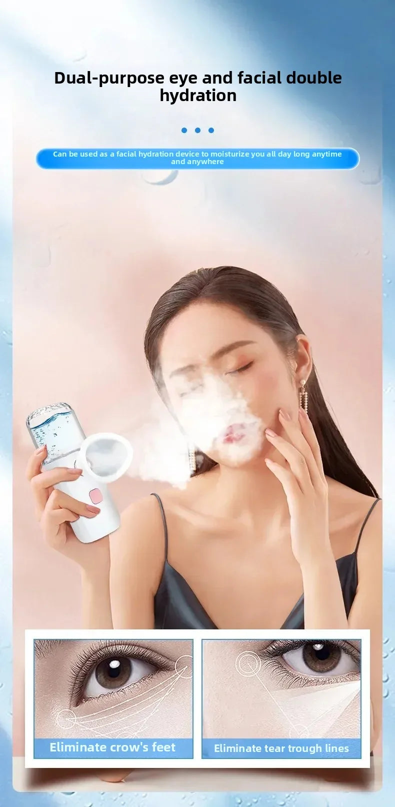 Nano Spray Eye Massage Instrument Facial Sprayer Humidifier USB Nebulizer Face Steamer Moisturizing Beauty Health Skin Care Tool