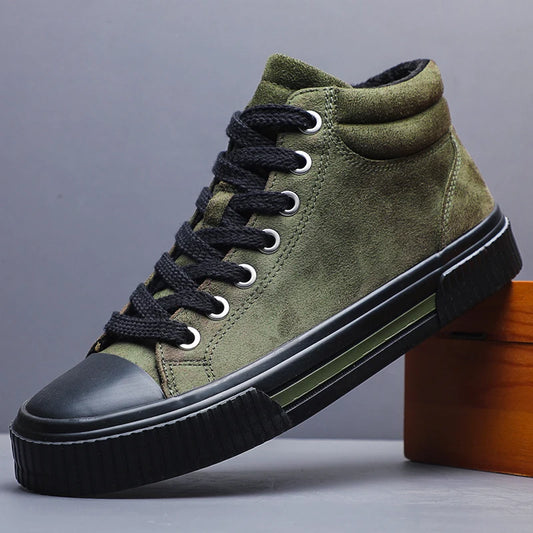 Autumn Men Casual Shoes Suede Leather Warm Shoes Male Lace-up Flats Sneakers Platform British Business Party Dress Boots SS24918