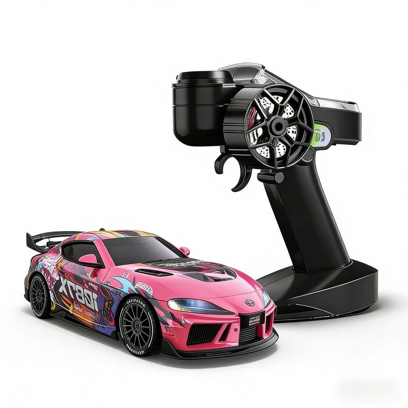 JXC1:43 Supra 1087X RC Drift Car Diecast Metal Body Static Model Grade Gyro 4WD Full Proportional Mini RC Vehicle for Collectors