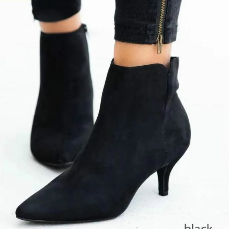NEW Women's Ankle Boots Leopard Women Pointed Toe Ladies Chunky High Heel Female Shoes Woman Footwear Plus Size 35-43 Snake