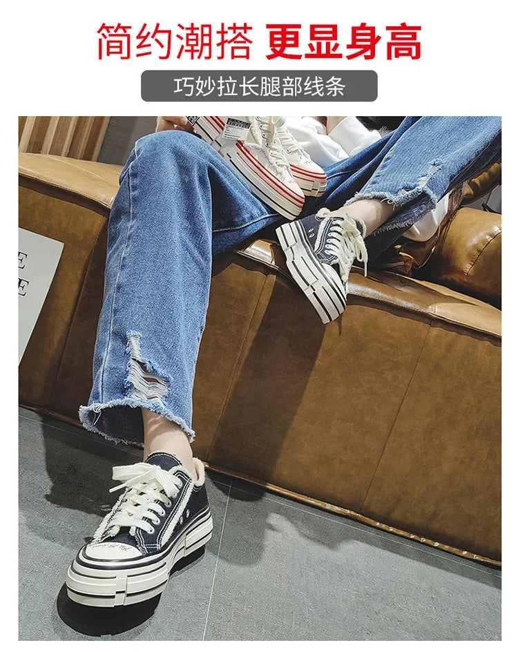 Men Vulcanized Shoe Thick Soles Increased Low Top Couple Shoe Canvas Shoe for Men Sneakers Tenis Masculino Zapatillas
