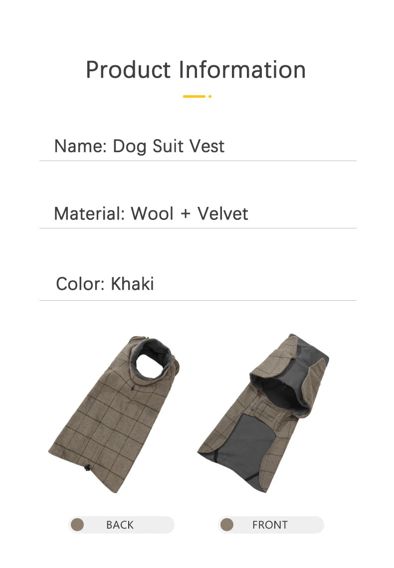 Thickened British Style Luxury Designer Dog Clothes High-neck Fashionable Plaid Dog Jacket with Leash Hook Large Dogs Dresses