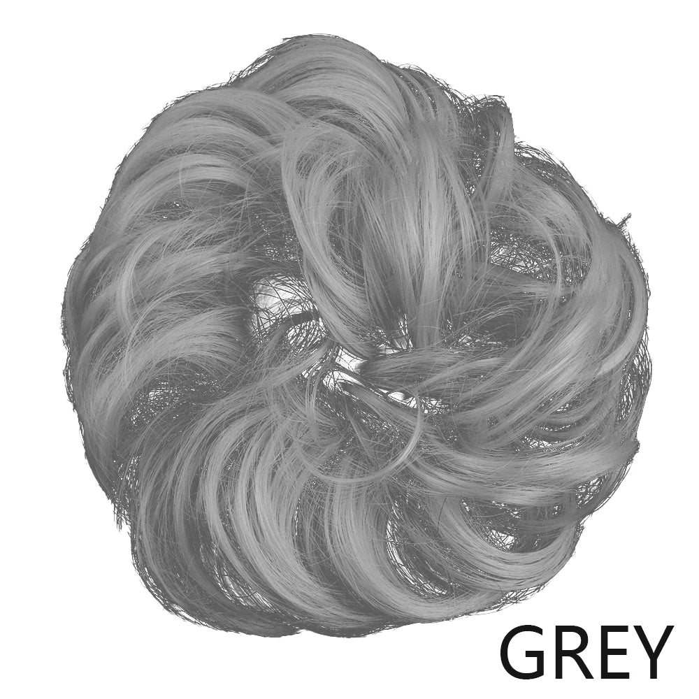 Synthetic Hair Bun Wig Donut Wavy Elastic Rubber Scrunchie Hair Pieces Ladies Ponytail Hair Extension Curly Wrap