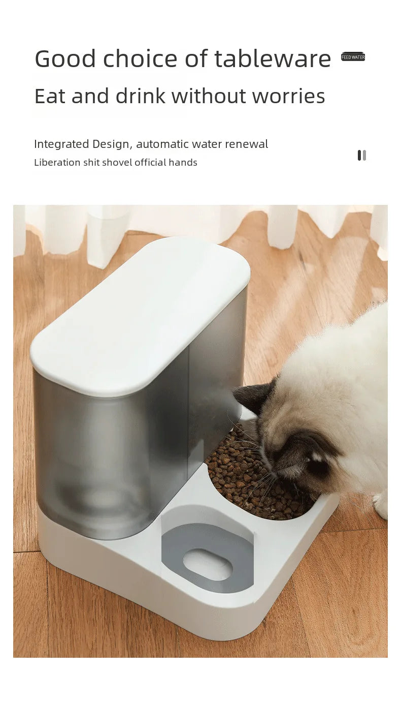 Automatic Dog Water Feeder Integrated Large 2.8L Capacity Transparent Visual Food Storage Bowl Pet Dog Cat Bowl