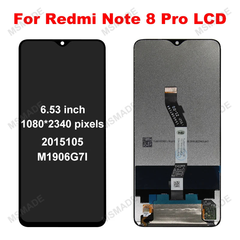 AAA Super IPS For Xiaomi Redmi Note 8 Pro M1906G7I Display With Frame Digitizer LCD Replacement Pantalla For Redmi Note 8 LCD