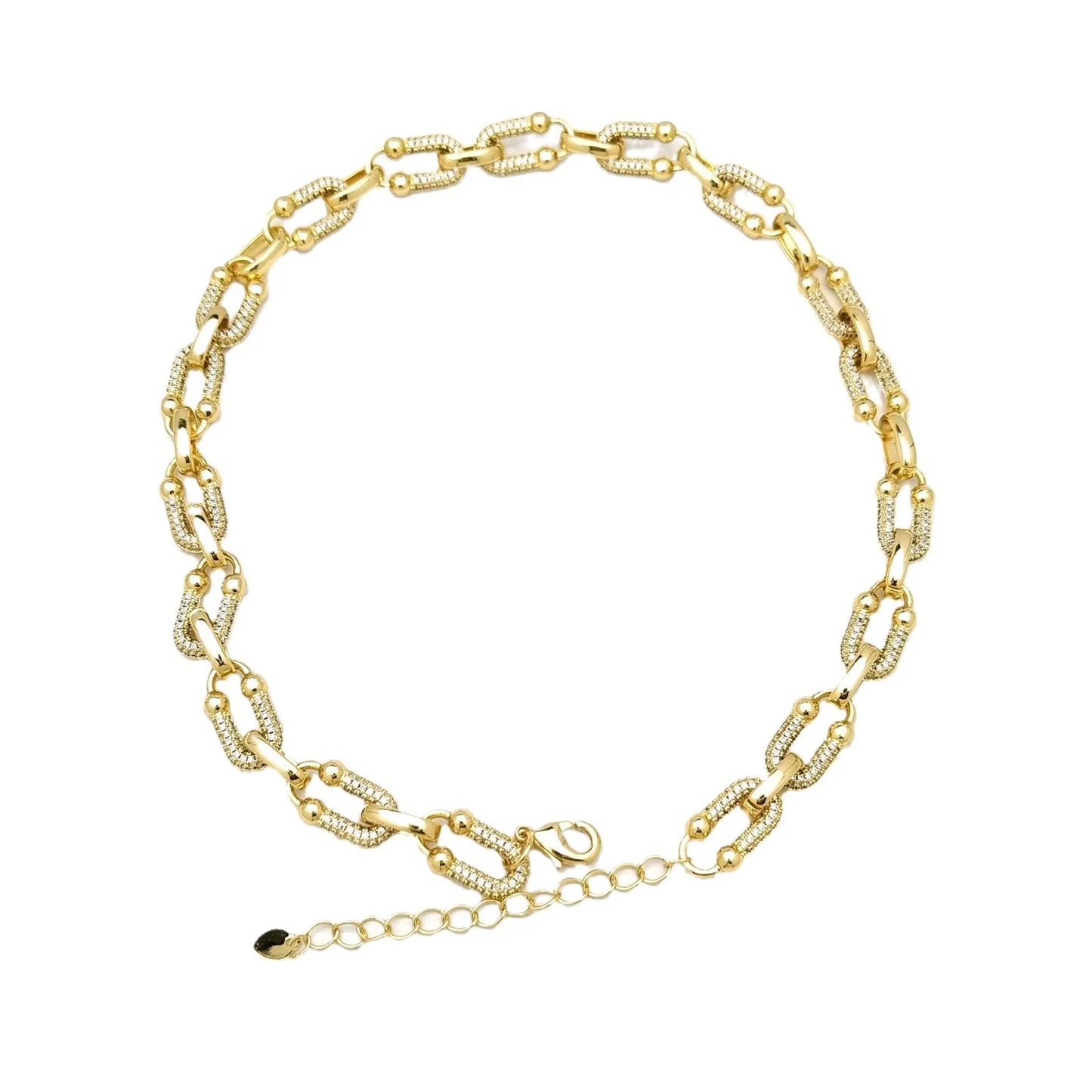 Classic Zircon U Shape Chain 18-K Gold Plated Gold Chains Fashion Jewelry Style  40435