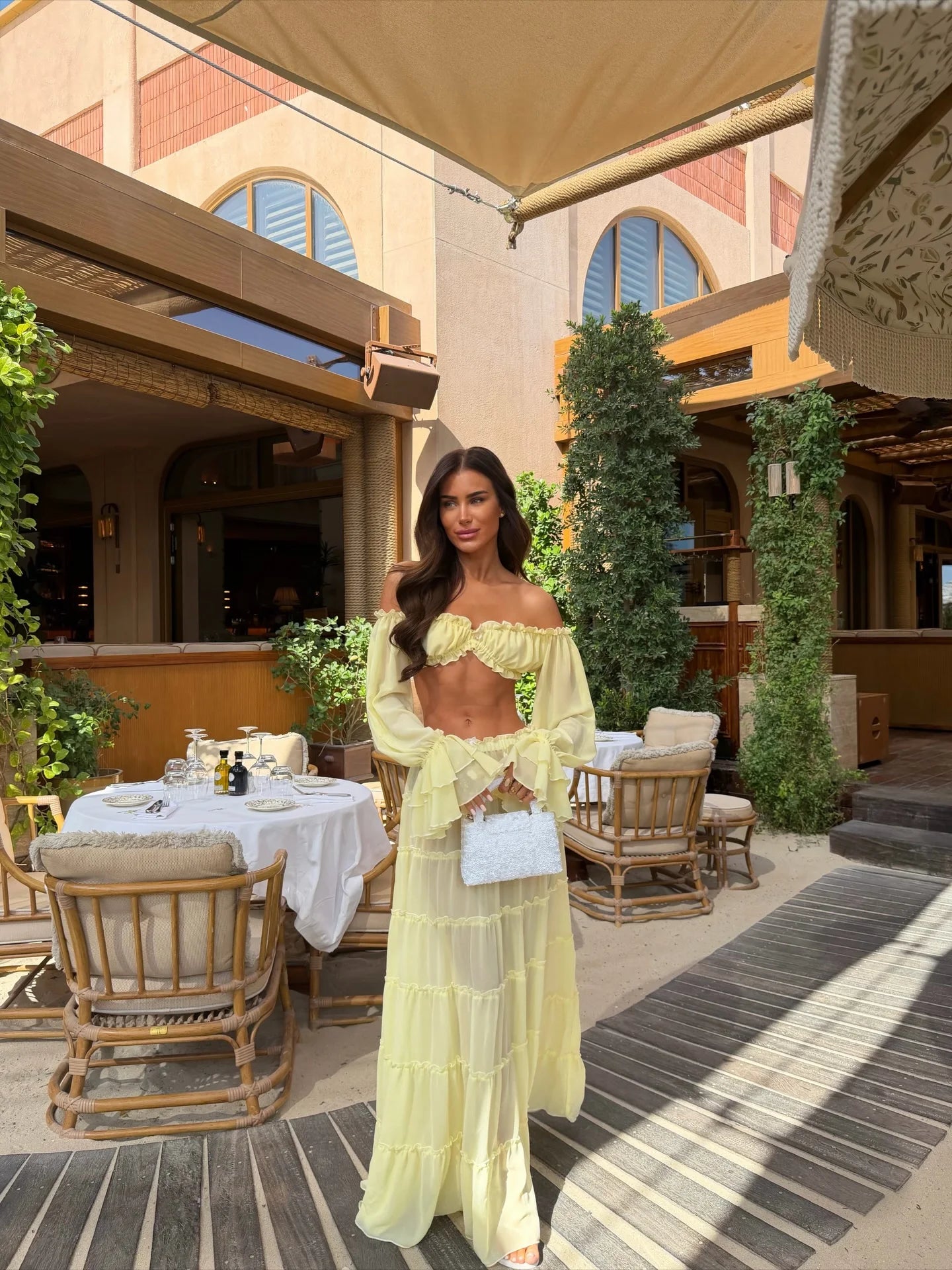 Ruffle Dress Bandage Two Piece Dress Long Sleeve Dresses Cover Up Women A Line Dress Summer Party Evening Female