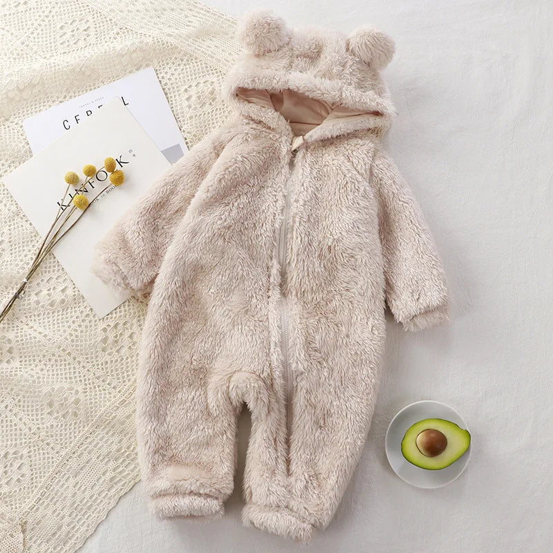 Baby Bear Plush Romper Winter Newborn Warm Climbing Onesie Children's Pajamas Outer Smock