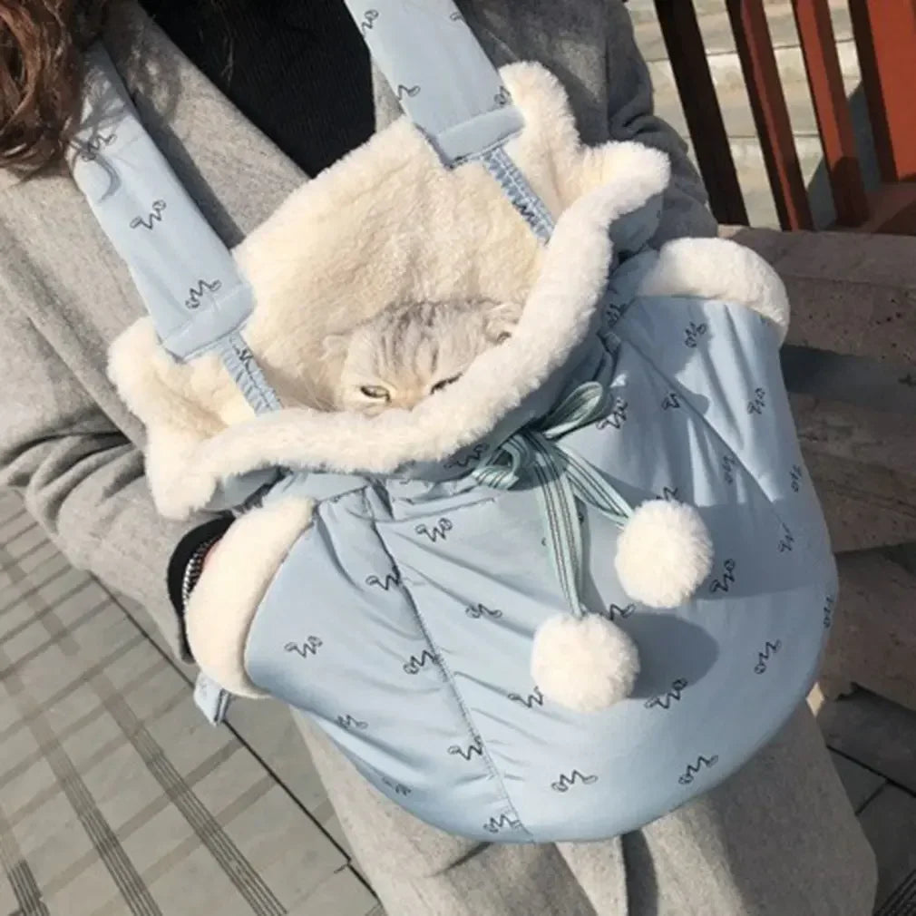 Pet Carrier Bag Winter Warm Small Cat Dogs Backpack Cat Carrier Outdoor Travel 6kg Load-bearing Plush Pets Cage
