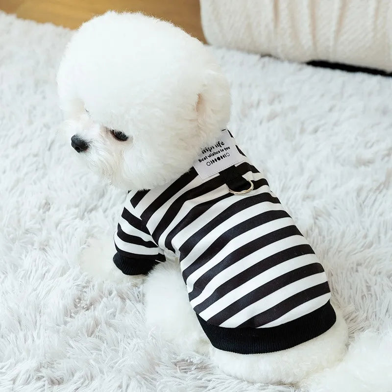 Dog Hoodies Striped Warm Winter Dog Clothes Pet Dog Coat with D-Ring Chihuahua French Bulldog Dog Accessories Puppy Dog Costume