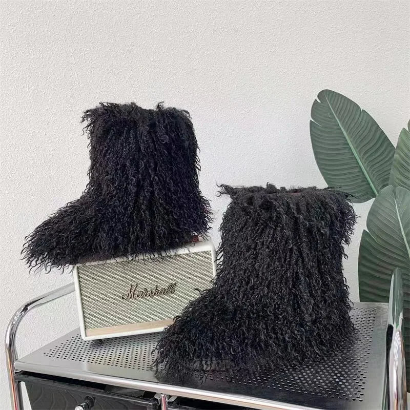 Y2K Kids Boots Winter Shoes New Faux Fur Toddler Girl Boots Fashion Colorful Fur Children Ankle Snow Boots Warm Shoes Girls