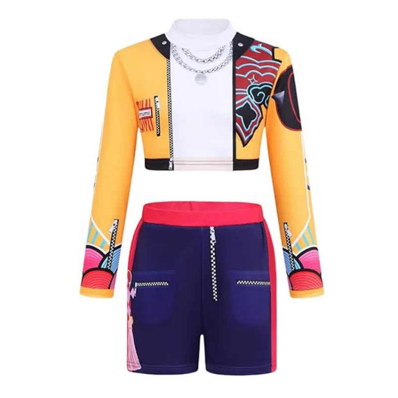 Kids Girls Costume Sets Kids Tops+Skirt Pants 2 Pieces Outfits Children K-Pop Fashion New Birthday Party Stage Performance Suit