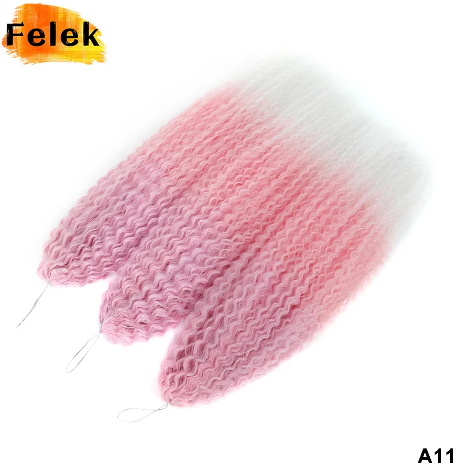 3-7Pcs Synthetic Brazilian Crochet Braids Hair for Women 20-28" Ombre White African Curls Kinky Curly Braiding Hair Extensions