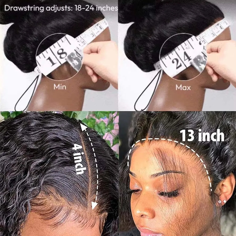 Geeta Curly Drawstring Wigs 13x6 Kinky Curly Lace Front Wig 13x4 Human Hair Lace Frontal Wigs Human hair for Women 4x4 5x5 Wig