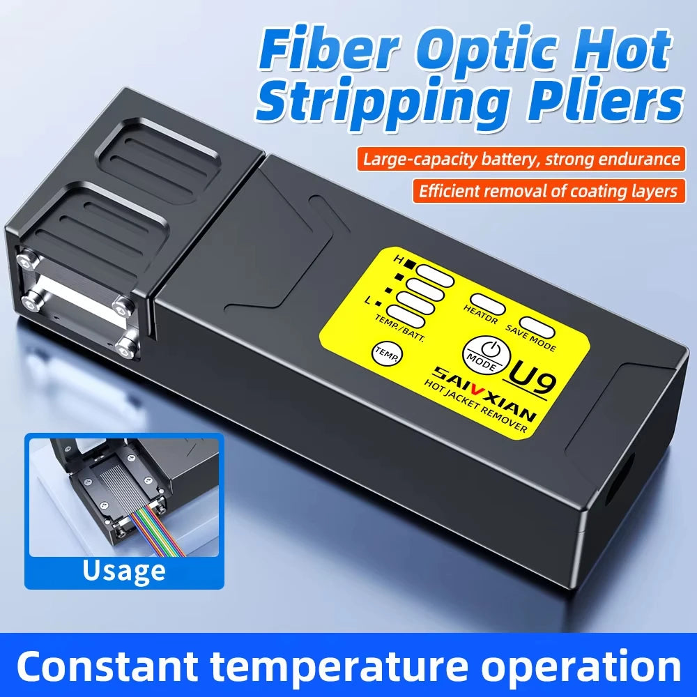 U9 Heated Thermal Stripper Pliers Optical Fiber Cable Stripping Tool Ribbon Slitter for Cable Fusion Work