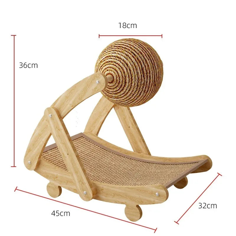 2 In 1. Cat Scratching Ball Wooden Cat Scratcher. Natural Sisal Scratch Board Scratching Column, Wear-Resistant Paw Wood Scraper