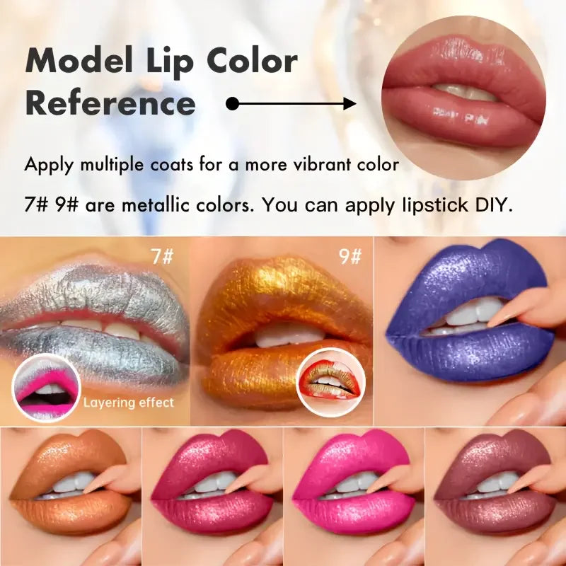 10 Colour Diamond Shimmer Lip Gloss Set,Glitter Shimmer Makeup Long Lasting lipsticks Makeup, Smudge Proof Lip Glaze Valentine's