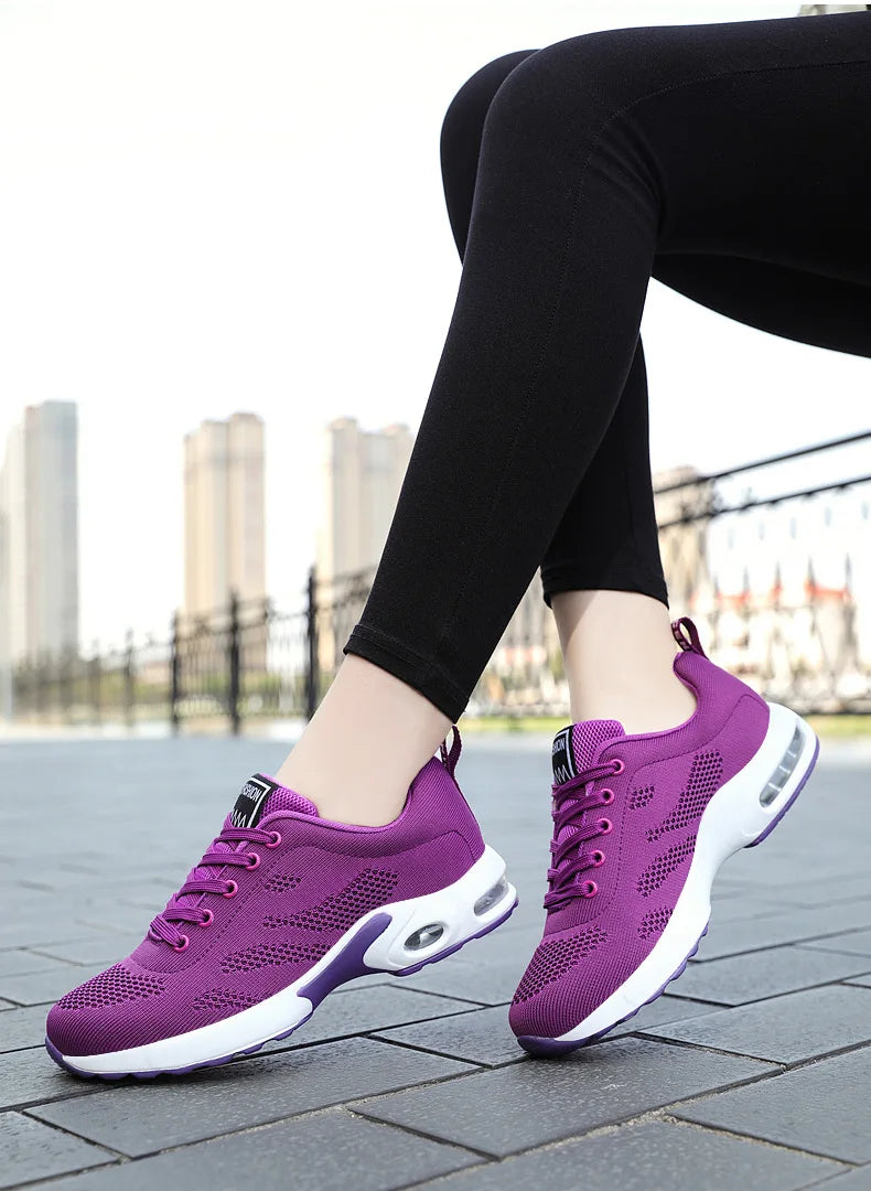 Women Mesh Breathable Casual Sneakers Lace-up Vulcanized Shoes Ladies Platform Sneakers Female Shoes Plus Size Zapatos De Mujer