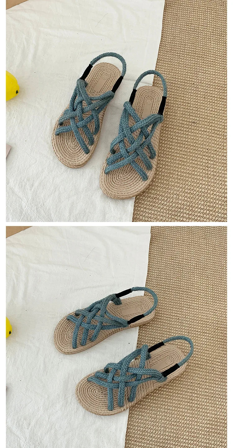 Woman Sandals Shoes Braided Rope with Traditional Casual Style and Simple Creativity Fashion Sandals Women Summer Shoes Zapatos