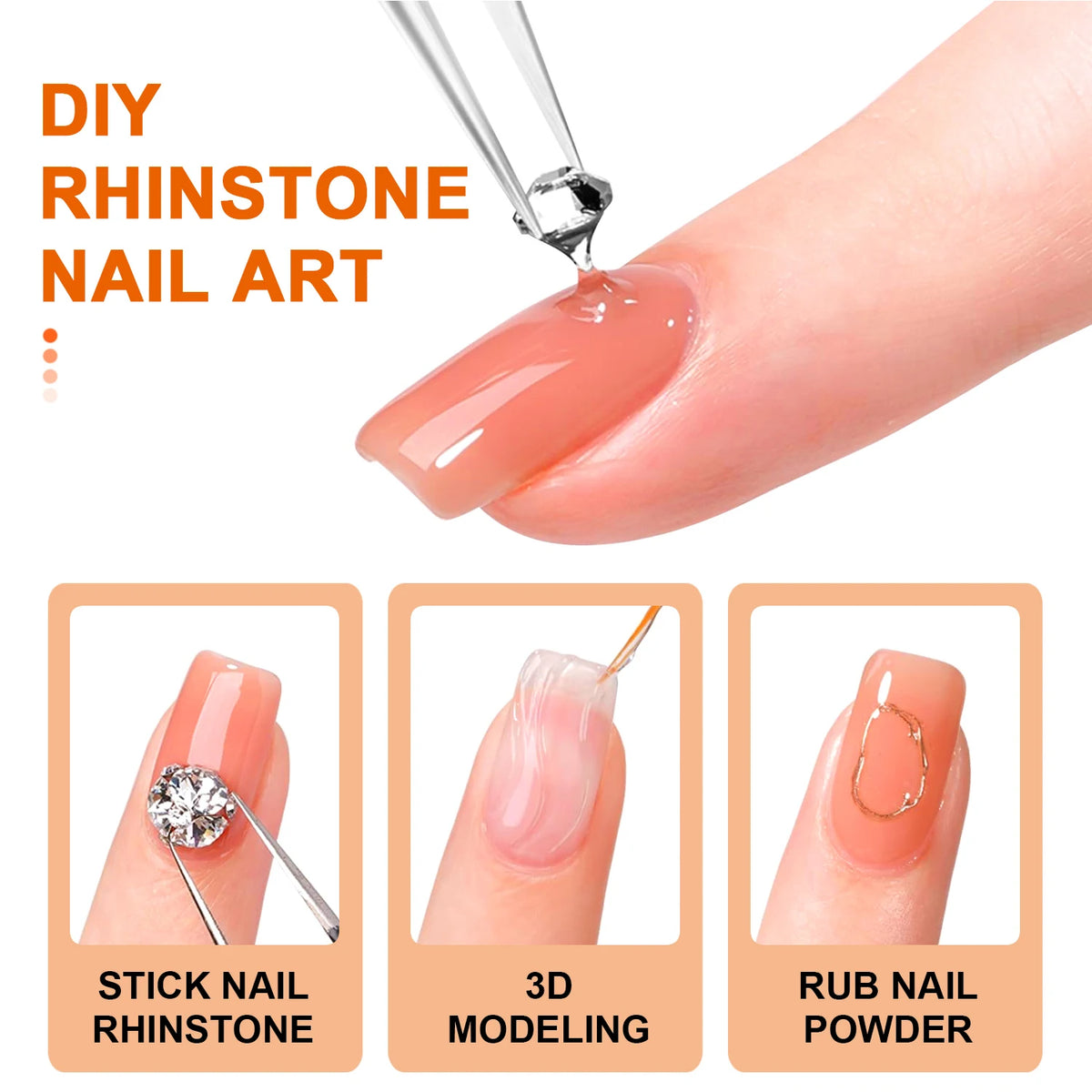 15mL Gel Nail Glue for Rhinestones for Nails Super Adhesive NO Wipe Nail Gem Glue for Nail Crystals Beads Diamonds Sticker 3D