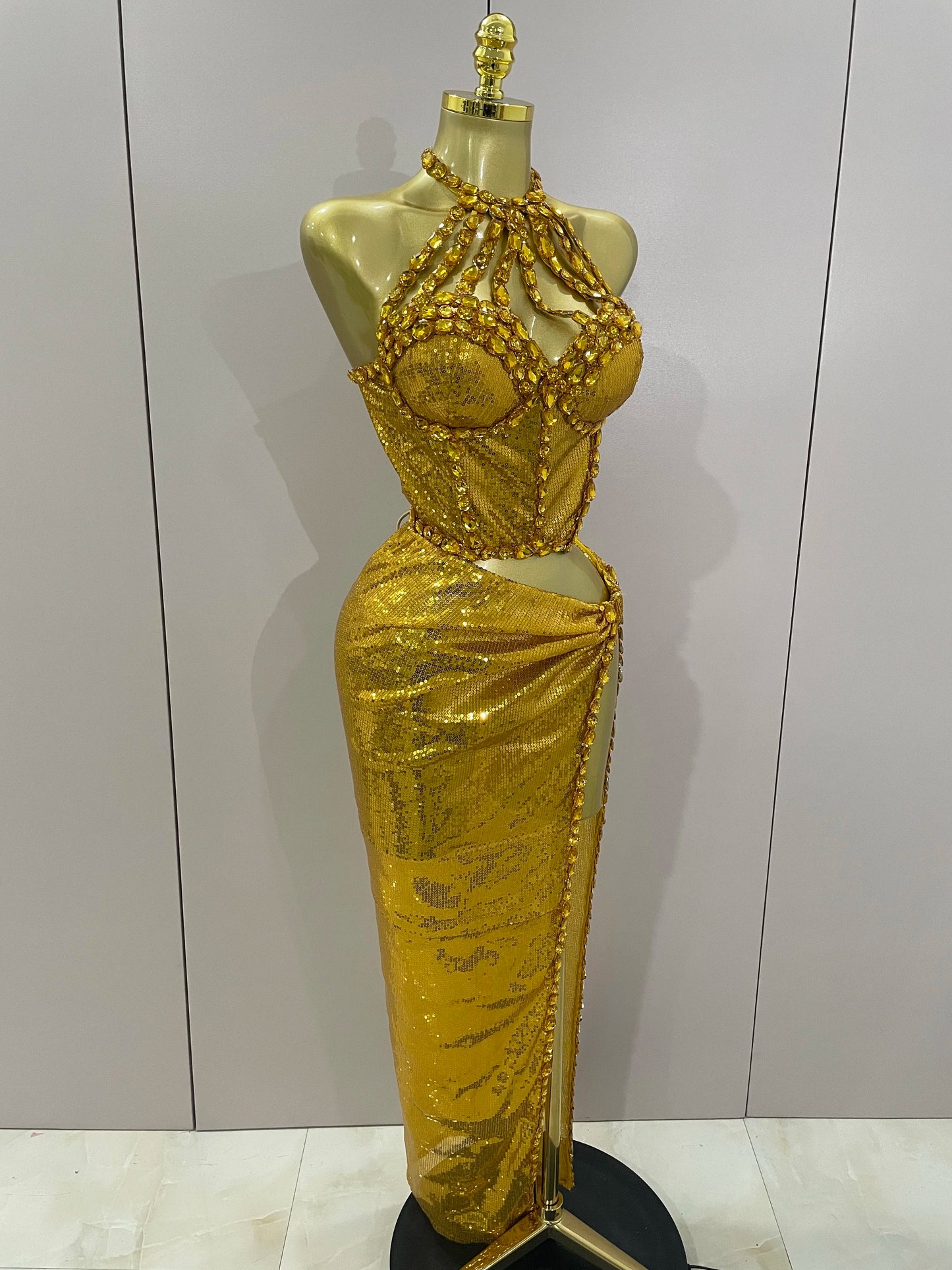 Sexy Luxury Shiny Diamond Sequins Cocktail Dress 2Pcs Set 2025New Women Evening Celebrate Birthday Party Nightclub Stage costume