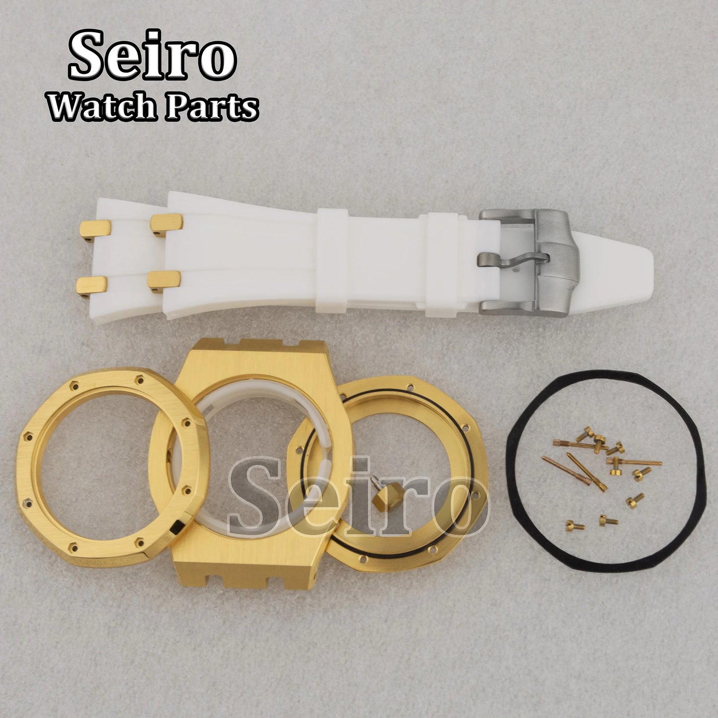 42mm Octagon Watch Case Rubber Strap Sapphire Crystal 10bar for 31.8mm Dial Royal Oak NH35 NH36 Movement Watch Modified Parts