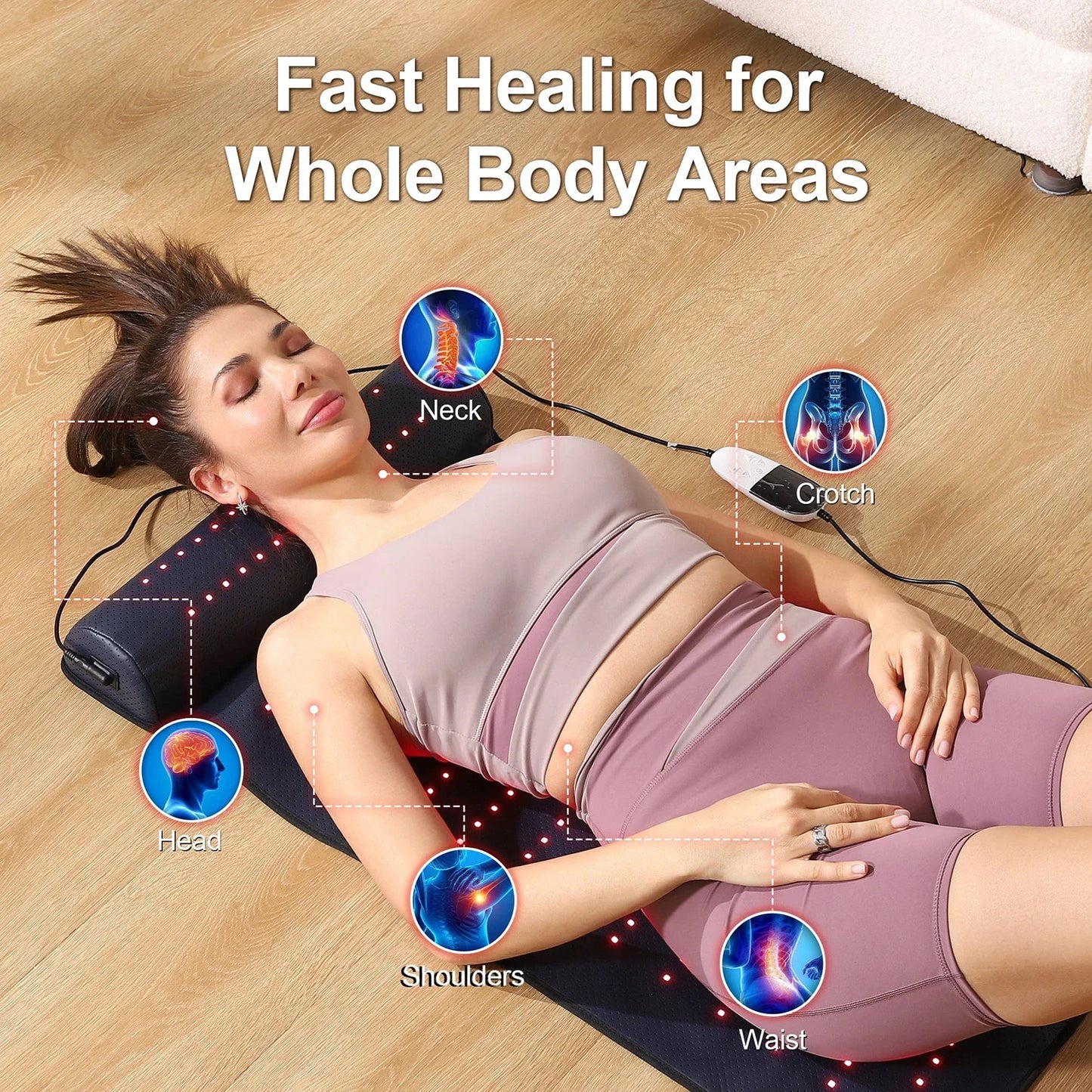 Red Light Therapy Mat with Far Infrared Heat 3D Neck Support Professional Pain Relief Massage Mat for Home Spa Use Muscle Relax