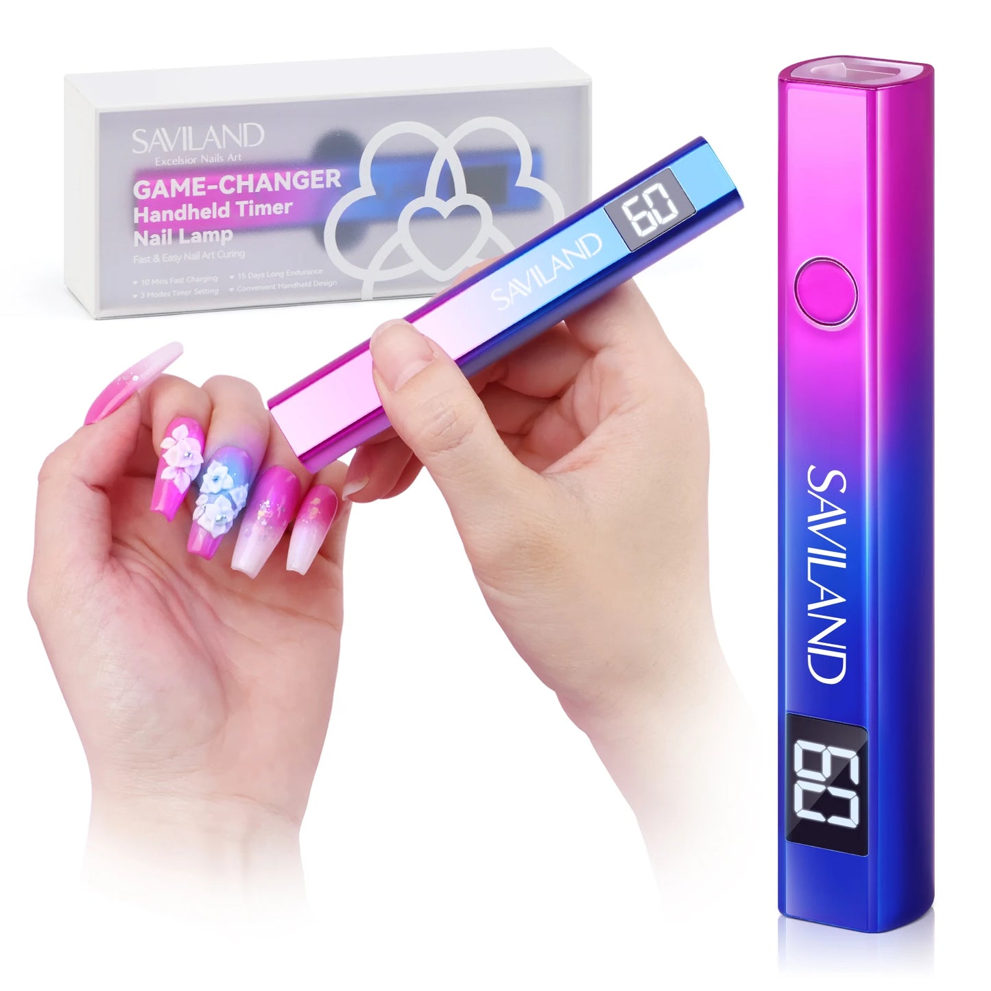 SAVILAND Portable Nail Lamp Dryer Handheld Mini UV Light for Nails For Gel Polish Quick Dry USB Nail Dryer Nail Art Tools