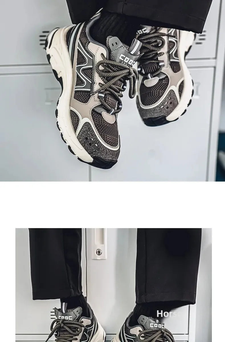 Breathable Outdoor Men's Sport Shoes Summer Trend Dad Sneakers Student Casual Rubber Sole EVA Insole Cotton Lined Net Mesh