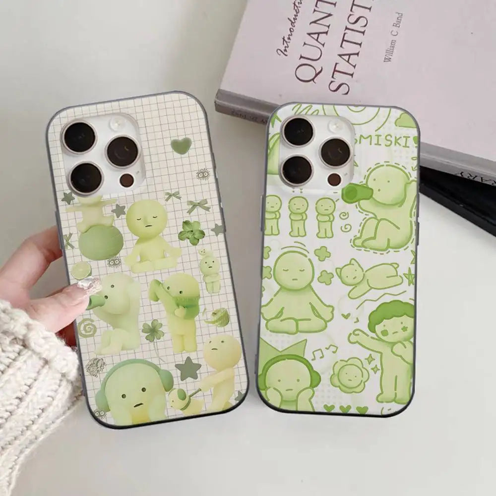 Cute S-Smiski Phone Case For IPhone 17 16 15 14 Plus 11 12 13 Pro Max Shockproof Protection Soft Back Cover