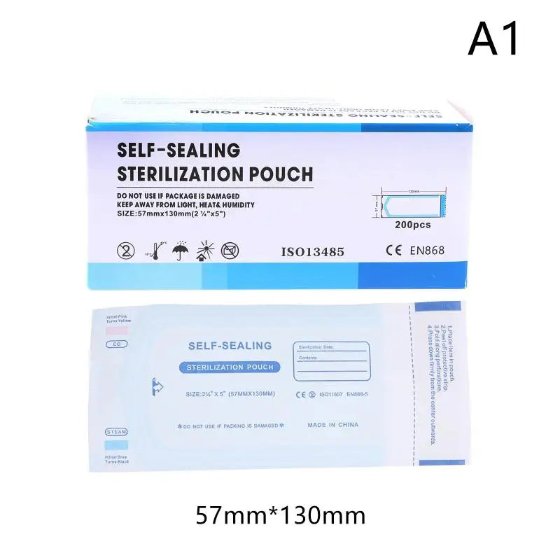 Self Seal Sterilizer Pouches 200PCS Autoclavable for Professional Dental and Tattoo Use