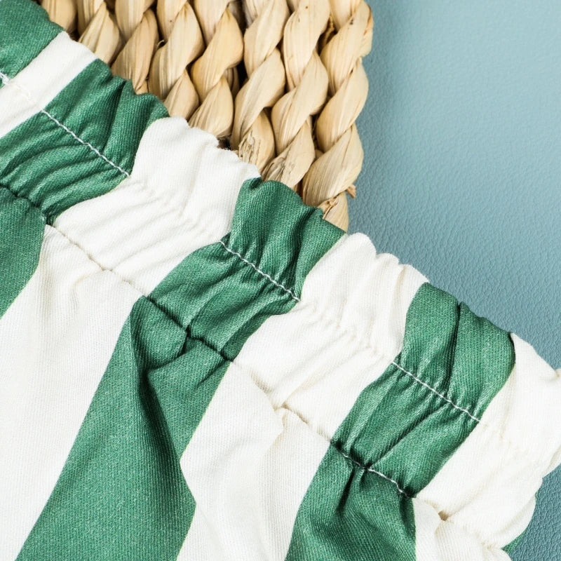Summer Autumn New Boy Girl Children Loose Striped Casual Pants Baby Pockets Pants Kid Outdoor Cotton Trousers Toddler Costume