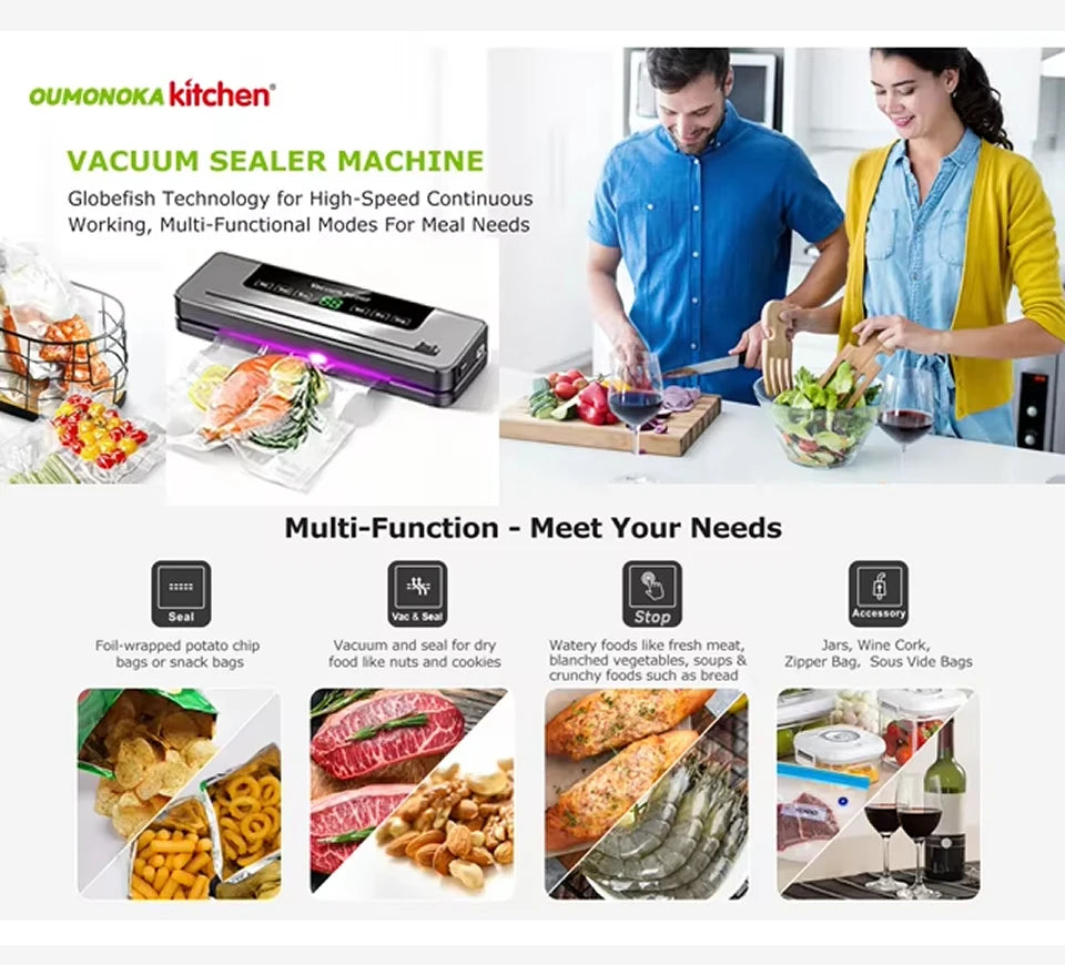 Portable Vacuum Sealer for Food Kitchen Gadgets Degasser Home Appliance Compressor Plastic Bag Sealer Vacuum Packaging Machine