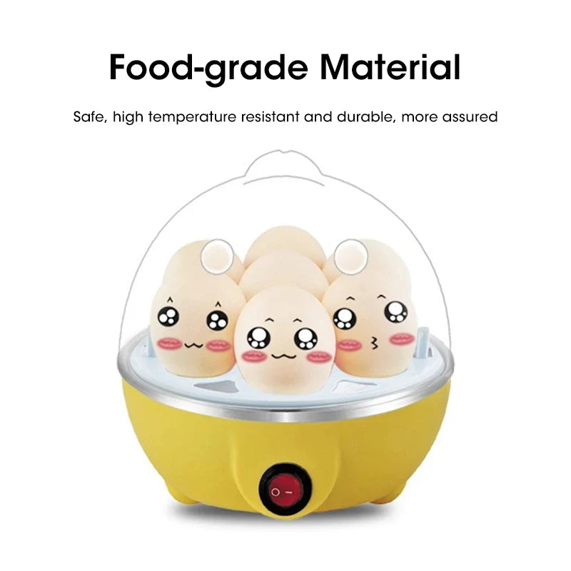 7-Egg Capacity Automatic Egg Cooker Multi-Functional Steamed Egg Boiled Custard Maker Home Breakfast Kitchen Appliance