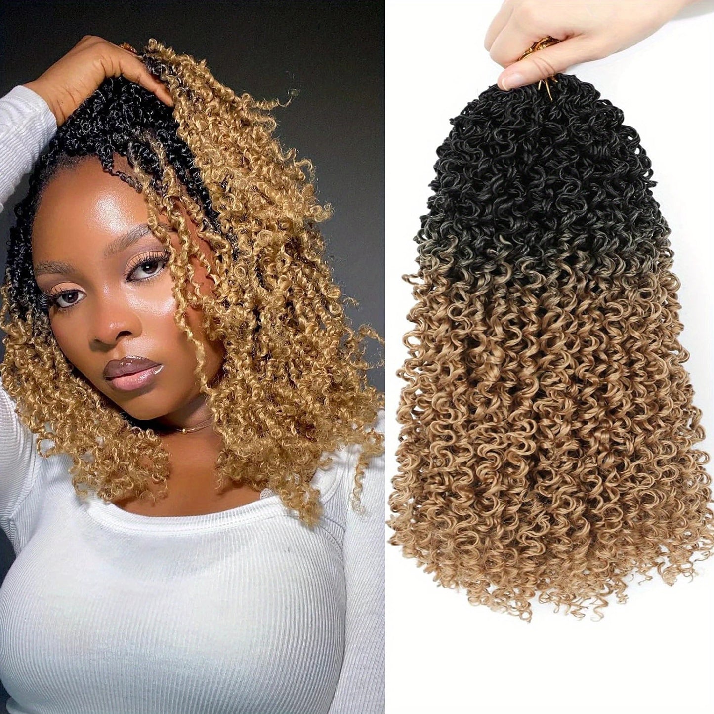1 Pack 10 Inch Pre-Looped Yanky Twists Crochet Synthetic Braids Hair Textured Hairstyle, Elegant Hairstyle Easy Application
