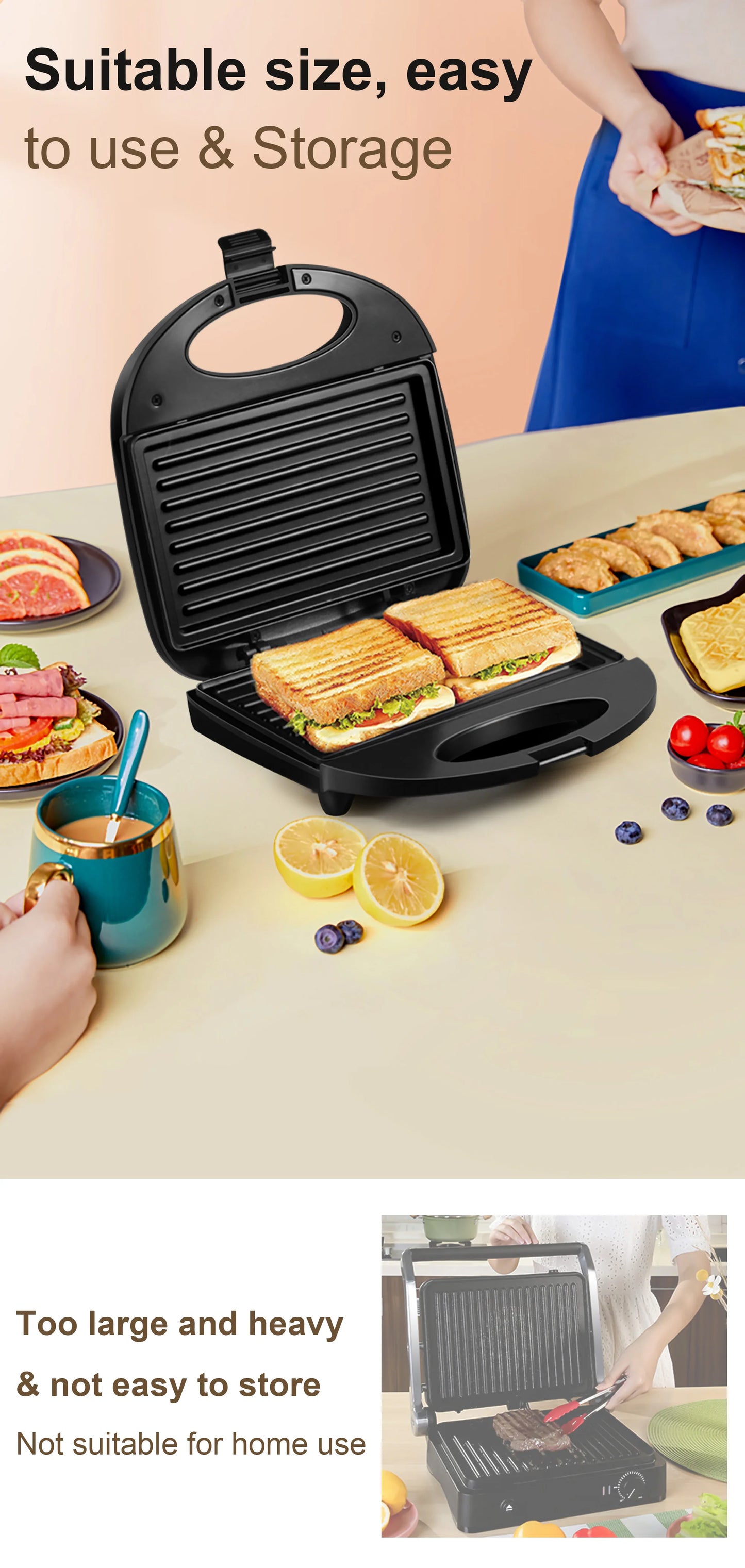 Electric Waffle Maker Panini 750W Sandwich Maker Cooking Kitchen Appliances Breakfast Waffles Machine Non-stick Iron Pan Sonifer
